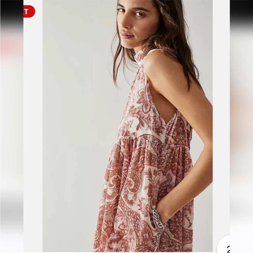 Free People All the Time Paisley Velvet Floral Minidress - Picture 7 of 11